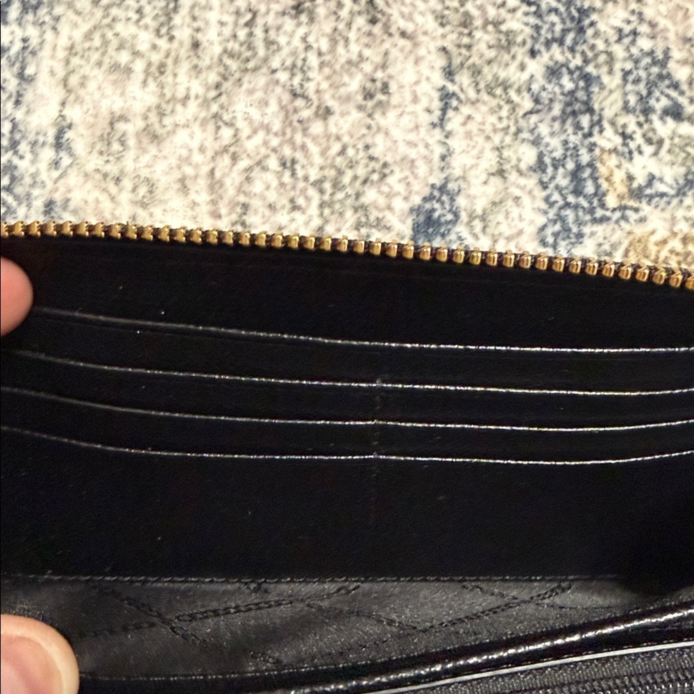 Michael Kors Black Saffiano Leather Zip-Around Wallet with Gold Logo - Picture 4 of 6